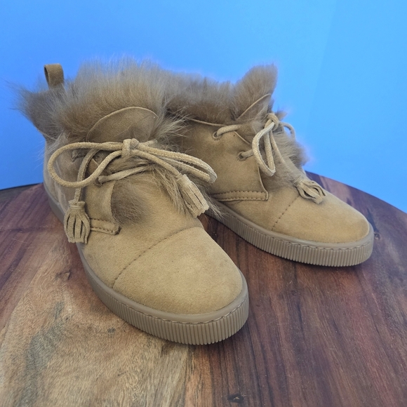 PEDRO GARCIA Parley Suede Chukka Boots Camel Faux Fur Lined Women's 36 (US 6) - Picture 1 of 14